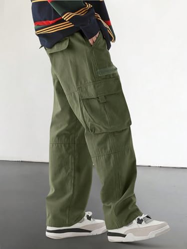 Image of Q - RIOUS Cotton Casual Cargo Pants for Men - Multi-Pocket Style