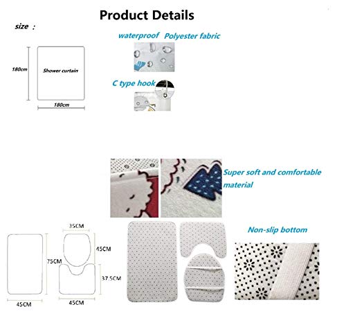 JZZCIDGa Ginkgo Biloba Badematte Set 4-Teilige Badematte U-Förmige Konturmatte Duschvorhang Toilettensitzbezug Badematte… – Bild 3