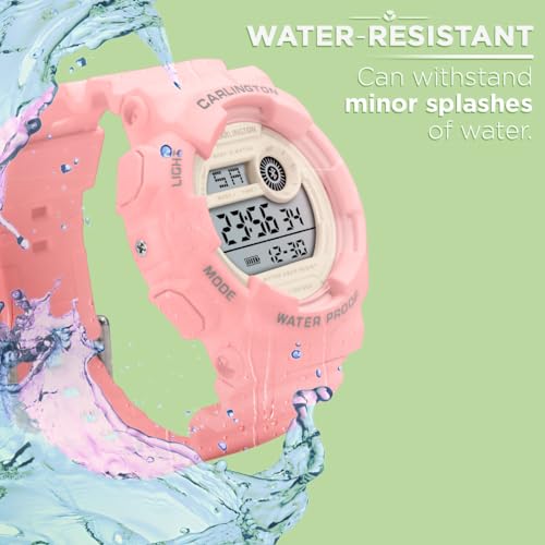 Image of Carlington Kids Digital Watch for Boys and Girls Age 3 to 14 Years Multicoloured Band with Alarm and Date Display - 9121
