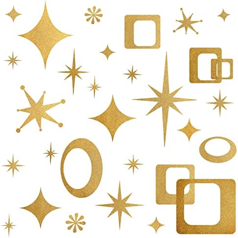 Star Wall Decals Retro Star Wall Decal Ovals and Squares Wall Decals Geometric Wall Stickers Vinyl Wall Decals Removable Peel and Stick Wall Decals for Bedroom Living Room Office Decor