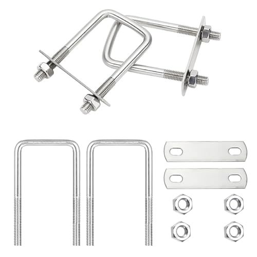 4 Stück Bügelschrauben M6 42×65 mm, 304 Edelstahl U-Bügel mit Gewinde, U-Bolzen inklusive Mutter & Gegenplatte, U Bolzen für Auto-, Schiff- & Industrieanwendungen