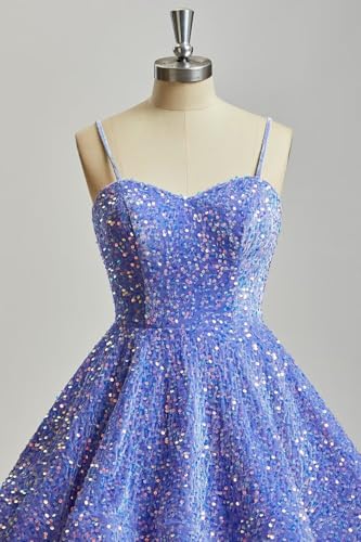 Sparkly Sequin Homecoming Dresses Short Tiered Sweetheart Spaghetti Straps Mini Cocktail Party Gown4