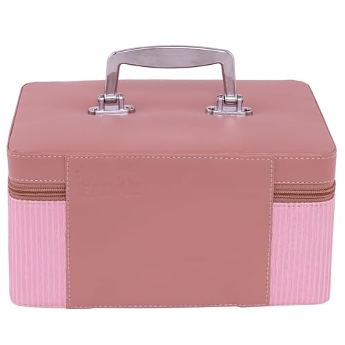 Image of FADAK Cosmetic Makeup for Beauty Case Wedding Makeup Brushes Pouch Tikli Organizer Travel Large Vanity Mirror Box Storage Bag Jewelry Bridal Box (Pink Taffy)
