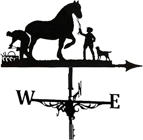 Weathervanes For Cupolas，Weather Vanes For Yard，Wind Direction Indicators For Yard，For Roof Barn Yard Rooster Decor Roof Mount-Farmer With Horse/Rooster/Ape Holding Flag Weather Vane Garden Wind Vane #TOP25