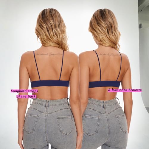 Image of Seamless Bra for Women Low Back Bralette Wirefree Spaghetti Bra with Padded Removeable