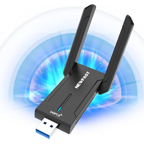 NEWFAST Adaptador 6 AX5400 Antena USB Tres Banda Red WiFi - 6GHz/5GHz/2.4GHz Dongle con USB 3.0 para Windows 11/10, Soporte MU-MIMO, OFDMA, WPA3