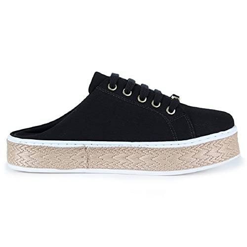 Tenis Mule Sapatilha Feminino Salto Sisal Dia a Dia Verão Tamanho:38;Cor:Preto;Gênero:Feminino;Depar