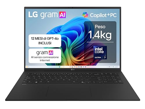 LG gram AI 17Z90TL Copilot+ PC, Notebook 17' 2.5K, Intel Core...