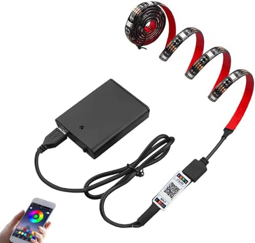Kit de tira LED RGB con batería y control Bluetooth 100cm miniatura 1