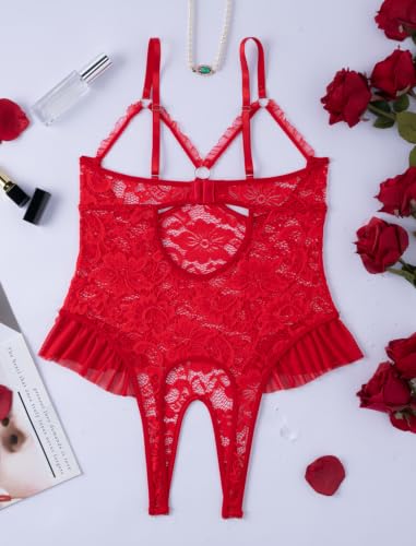 Image of Avidlove Women One Piece Lingerie Sexy Lace Babydoll Mini Bodysuit