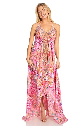Image of Sakkas Lizi 2025 Womens Maxi High-Low Halter Handkerchief Long Dress Beach Party