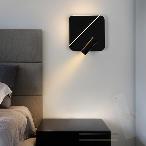 Aplique de pared LED con mando regulable y rotación de 350 grados para luz de lectura
