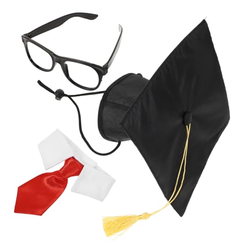 Set para perro Gorra y Corbata de graduación en rojo miniatura 1