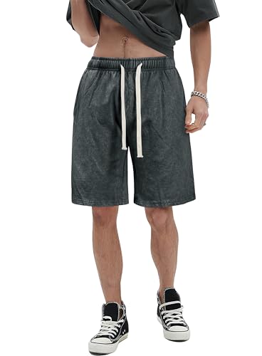 Derminpro Men's Athletic Cotton Drawstring Sweat Shorts Workout Jogger Shorts with Pockets 2-Pack2