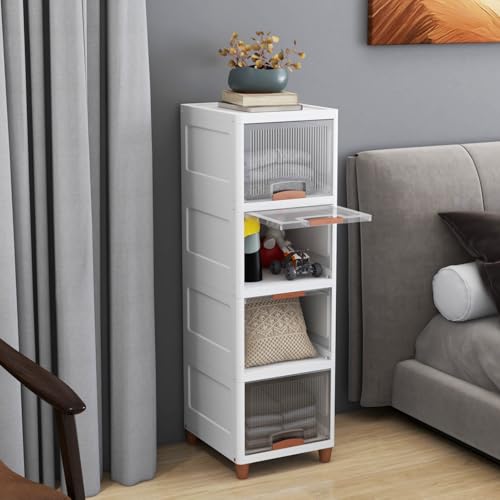 Image of JD Fresh 4 Tier Plastic Wardrobe Organizer /Foldable Cupboard for Storage /Stackable Storage Cabinet /Drawers for Storage Box /Multipurpose Storage Rack /Plastic Wardrobe Organizer (Transparent)