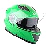 1Storm New Motorcycle Bike Modular Full Face Helmet Dual Visor Sun Shield with Rechargeable LED Tail Light: Glossy Green