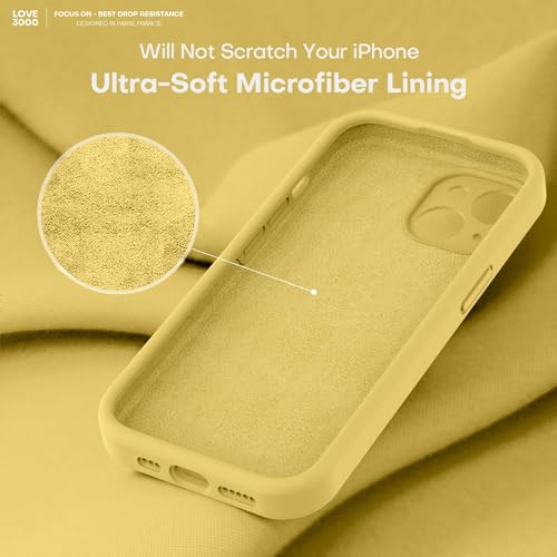 Image of LOVE 3000 Designed for iPhone 13 Case, Premium Silicone with [Camera Protection] [Soft Anti-Scratch Microfiber Lining] Shockproof Protective Phone Case for iPhone 13 Women Men Girls 6.1 inch, Yellow
