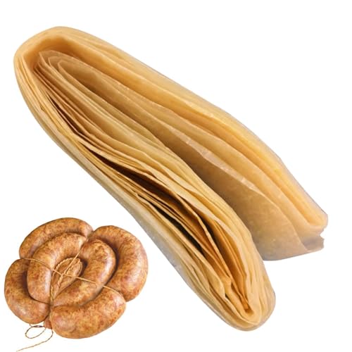 Carcasas de de cerdo – 8 m/26 pies de dos capas comestible salchichas sabrosas salchichas caseras jamón herramienta de cocina para suministros de cocina