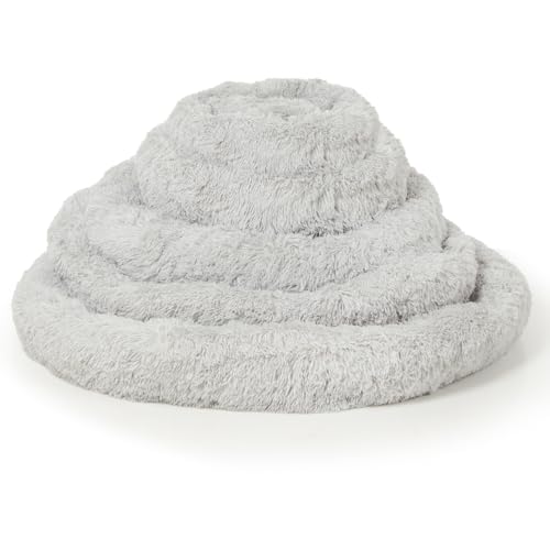 Wallace & Jones | Hundebett Ceddie - Flauschiges Hundekörbchen, Schlafkörbchen rund - hellgrau | ca. Ø 115 cm