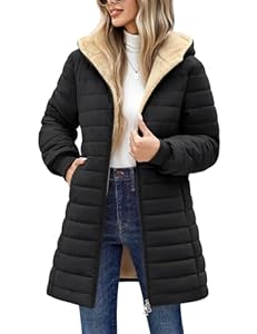 Tuopuda Doudoune Femme Longue Hiver Imperméable Hooded Jacket Doudoune à Capuche Imperméable Veste Matelassée pour Dame mi-Saison Polaire Chaud avec Poches Idee Cadeau, Noir, L