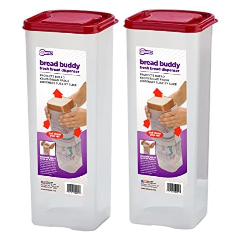 BUDDEEZ Juego de 2 Paquetes de Bread Buddy con Tapas Rojas Dispensador Cover