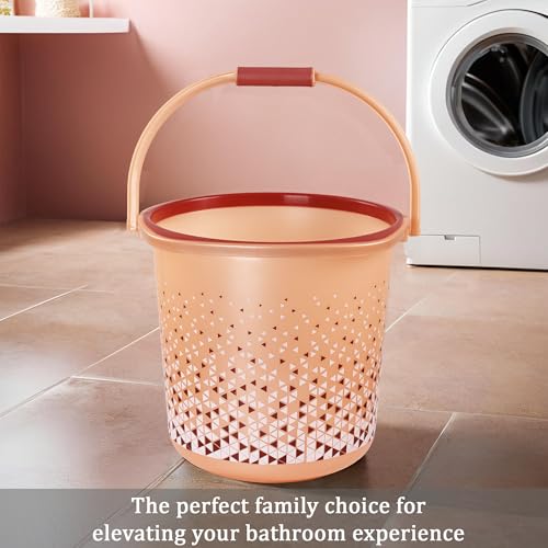 Image of Kuber Industries Pack of 3 Water Bucket for Washing Clothes with Handle | 24 Litres Bathing Balti for Bathroom | Water Storage Container - Essential for Household Chores | Tined- Brown