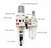RIH Pneumatics Compressed Air Filter Regulator Lubricator Combo Water/Oil Trap Separator - Gauge(0-150 psi), Semi-Auto Drain, Poly Bowl,Bracket - 3 in 1 Two Unit (1/4“ NPT Auto Drain)