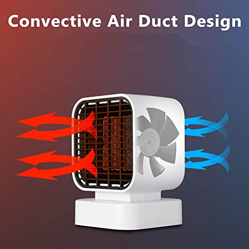 LEELLY Draagbare ventilatorkachel, 500 W, 3 seconden, snelle elektrische ventilatorkachel, mini-fornuis, draagbare ventilatorkachel, PTC-keramische verwarming, winterhuishouden, binnenverwarming, camping - Afbeelding 6