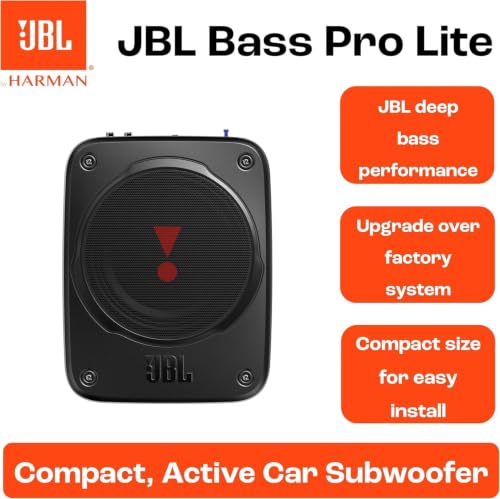 JBL BassPro Lite - Ultrakompakter 7' Aktiv Untersitz Subwoofer für Auto mit integriertem...