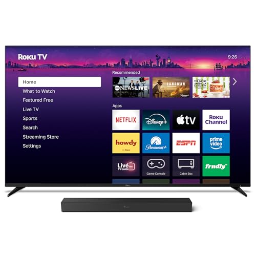 Image of Roku Smart TV - 75-Inch Pro Series, Mini-LED TV - RokuTV with Backlit Voice Remote Pro - Flat Screen 4K QLED TV Wireless Soundbar, Soundbar Exclusively for RokuTV