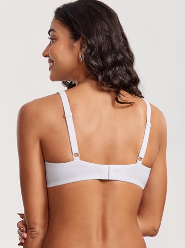 Image of DOBREVA Women's Unlined Balconette Bra Underwire Supportive Plus Size Smooth Scoop Neck