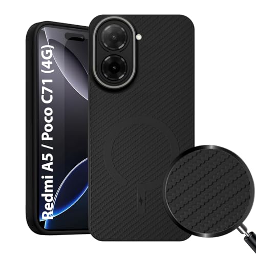 Image of LIRAMARK Rugged Carbon Fibre TPU Armor Silicone Back Cover Case for Redmi A5 / Poco C71 (4G)