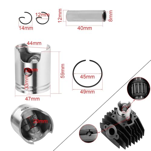 Piston 47mm de précision et joints moteur pour PW80 PY80 80cc - 2