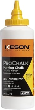 Keson 8Y ProChalk High Visibility Marking Chalk - Level 2, Yellow, 8-Ounce