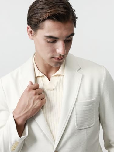 Blazer for Men Cotton Blend Sport Coat Knit Casual Jacket Half Lining Two Buttons Notch Lapel Double Vent3