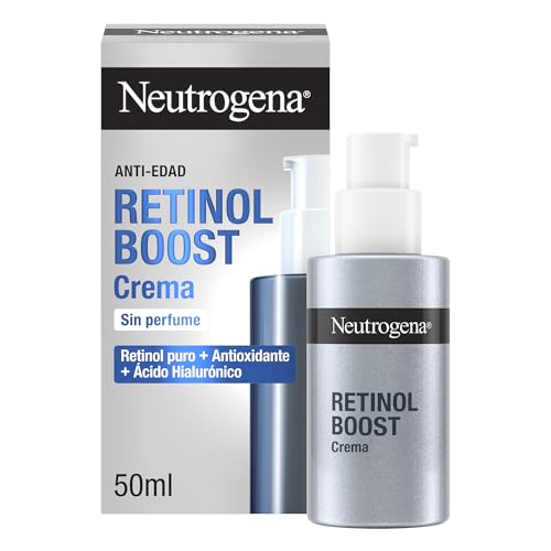Neutrogena Retinol Boost Crema antiedad (50 ml), tratamiento facial con Retinol puro y Ácido Hialurónico, crema antiarrugas que combate los signos del envejecimiento, sin perfume
