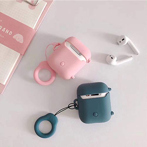 Coque AirPods 1/2 rose en silicone rétro avec mousqueton de protection - 5