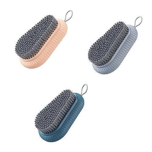 3 Pcs Cleaning Brush, Soft Bristle Brush, Multifunction Laundry Scrub Brush, Household Cleaning Brushes, Portable Soft Plastic Cleaning Washing Brush, for Clothes,Shoes,Home and Kitchen (3 colors)