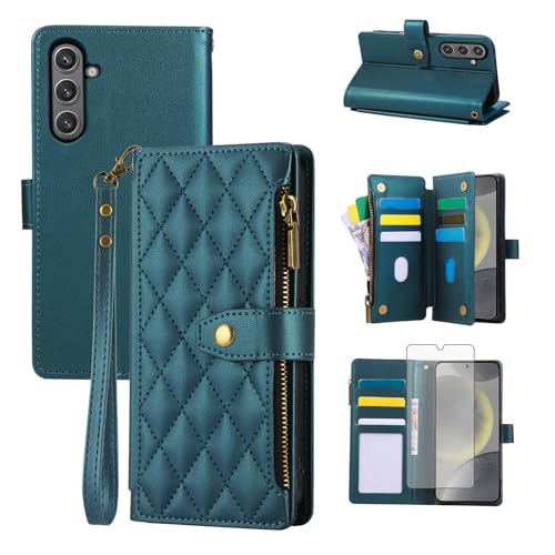Coque Samsung S26 5G anti-chute avec vitre en verre trempé et étui portefeuille