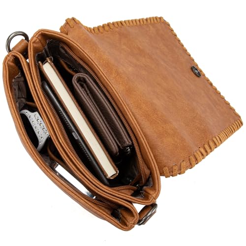 Image of Montana West Crossbody Bags for Women with Dual Compartments Western Cross Body Purse with Leopard Print Guitar Strap