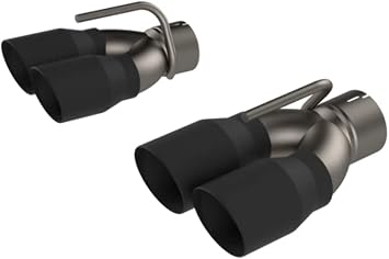 QTP -15-18 Dodge Challenger 6.2L/6.4L 304SS Screamer Exhaust 3in Quad Tip Adapter w/Black Tips 430115TB