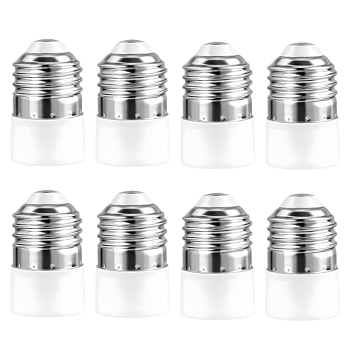 8 PCS Adaptadores de Portalámparas E27 a E14, Convertidor Universal de Casquillo, Adaptador para Bombillas LED, Halógenas y de Bajo Consumo