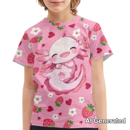 Image of Xhuibop Kids Tshirts Girls Boys 3-16 Years Summer Clothes for Teens Loose Fitting Tops