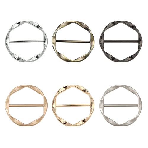 Create idea 6PCS T-Shirt Clips Elegant Silk Scarf Ring Clips Neckerchief Buckle Clothes Tie Clips Metal Wrap Holder for Silk Neckerchief Clothing Accessories 6 Colours