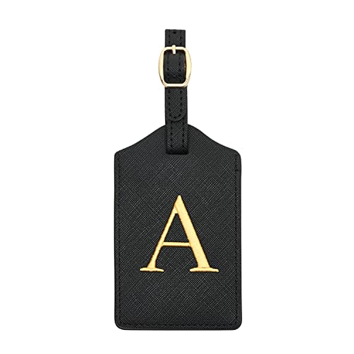 Image of Luggage Tag PU Leather for Suitcase Baggage Handbag Travel Bag Label Suitcase Tag Label Tag w. Name Card & Privacy Cover (A)