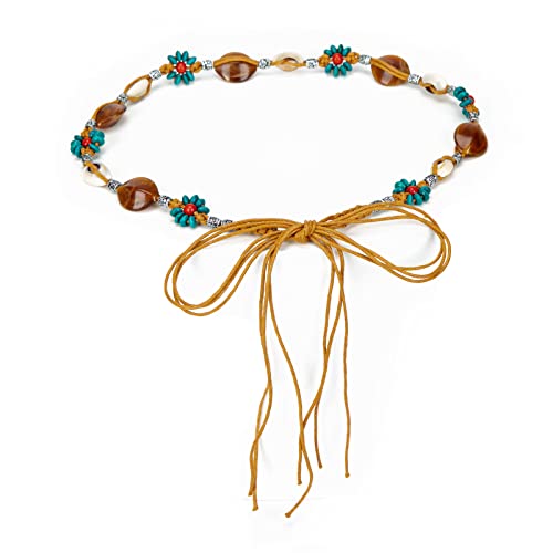 Iluvatar Women's Tassel Knotted Belt Thin Belt Women's Bohemian Style Cross Knotted Hand Woven Belt Wooden Beads Knotted Waist Rope #TOP11