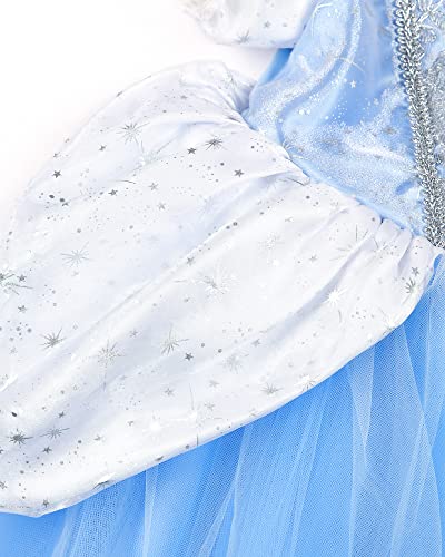 Tyhtym Cinderella Costumes Girl Dress Up Puffy Sleeves Pageant Party Halloween Fancy Ball Gown (8-9T, Blue) #TOP3