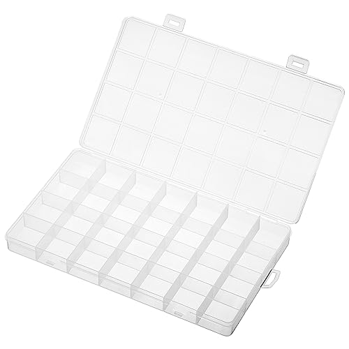 Image of PATIKIL 28 Grids Jewelry Organizer Box, 3 Pack 21mm Clear Plastic Jewelry Boxes Storage Container for Beads Crafts DIY Earrings Pendants Rings, Style 1