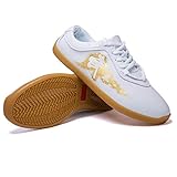 AGYE Kampfsportschuhe, Herren Kampfsportschuhe Tai Chi Schuhe Kung Fu Trainer Unisex rutschfeste Atmungsaktive Turnhalle Outdoor-Sportarten,White-36