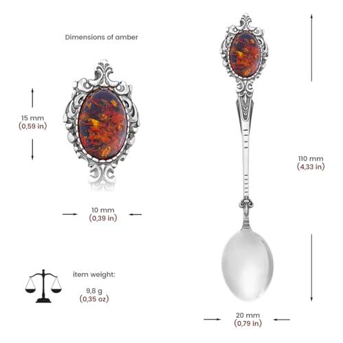 Cuillère en argent 925 ambre style tsar cadeau baptême idéal - 3